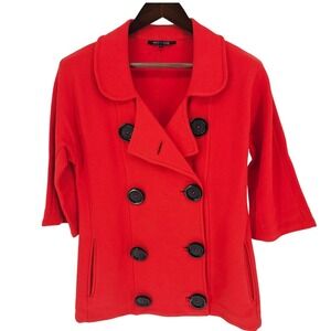 Nic + Zoe Womens Orange M Coat‎ Jacket Double Breasted Pea Coat Quarter Sleeve